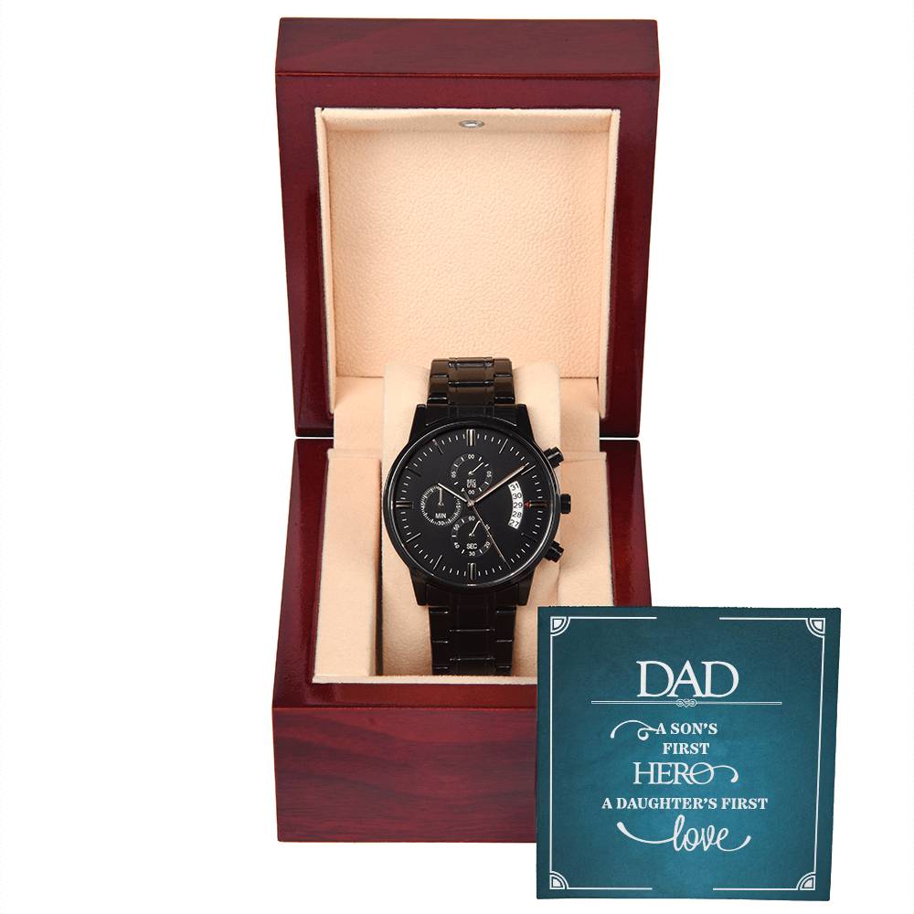 A Son's First Hero - Black Chronograph Watch