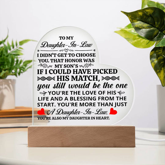To My Daughter-in-Law Honor – Acrylic Heart Plaque