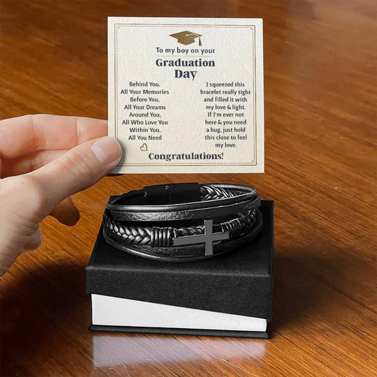 To My Boy Graduation Memories (Love You Forever) – Cross Bracelet